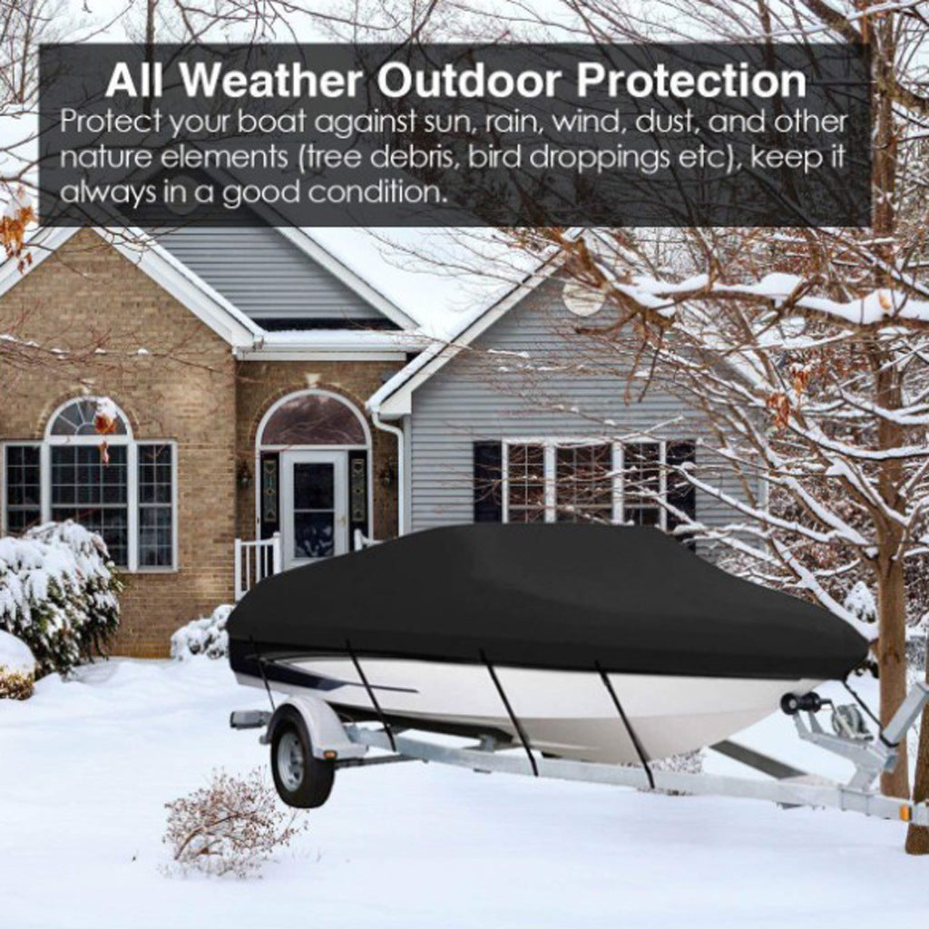 Black Heavy-Duty V-Hull Shield for 20 to 22 FT Yachts - All-Weather Water / Dust / UV Resistant 190T Silver Coated  Marine Protector - Image 5