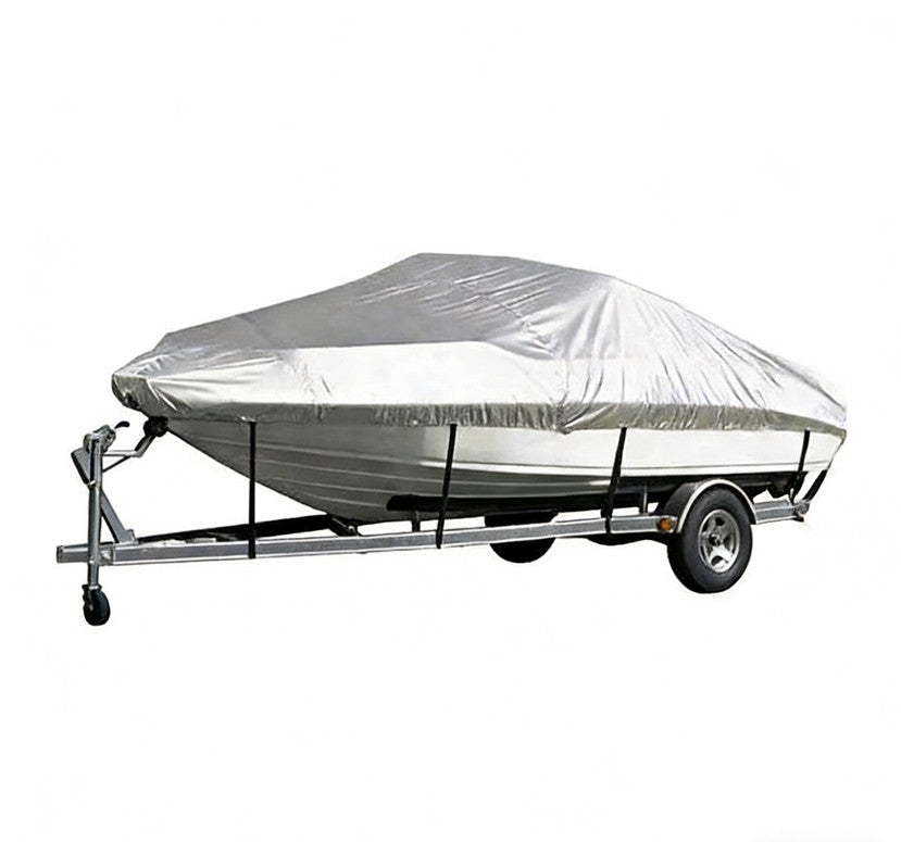 Sliver Heavy-Duty V-Hull Shield for 14 to 16 FT Yachts - All-Weather Water / Dust / UV Resistant 190T Silver Coated  Marine Protector