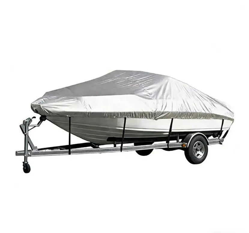 Sliver Heavy-Duty V-Hull Shield for 14 to 16 FT Yachts - All-Weather Water / Dust / UV Resistant 190T Silver Coated  Marine Protector