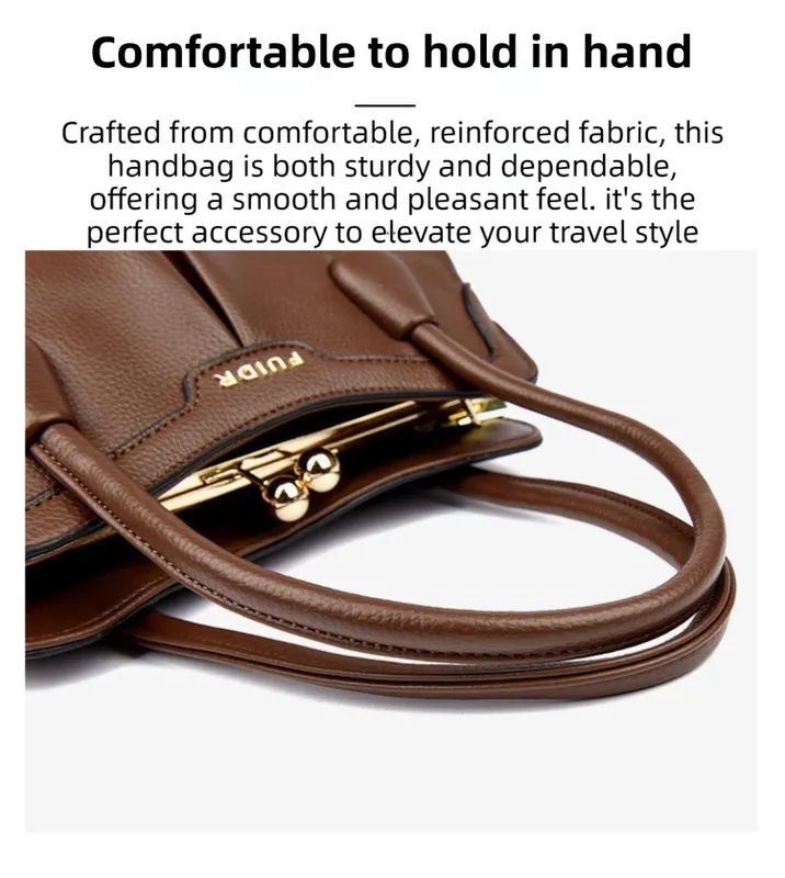 Black Women's Premium Wear-Resistant Leather Shoulder Bag - Vintage Frame Kiss-Lock Handbag & Crossbody Satchel - Image 5