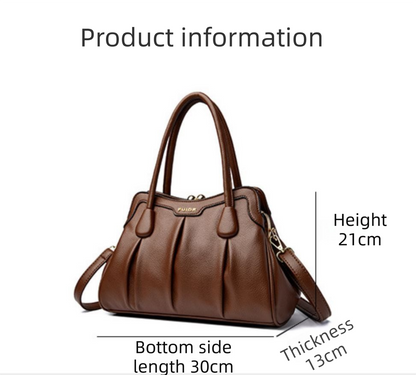 White Women's Premium Wear-Resistant Leather Shoulder Bag - Vintage Frame Kiss-Lock Handbag & Crossbody Satchel - Image 2