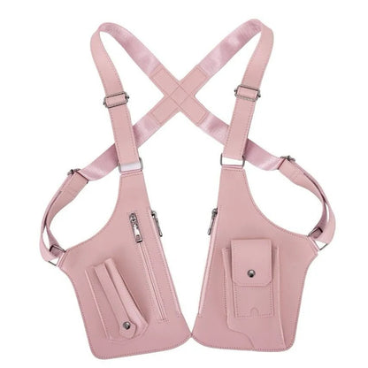 Pink Multi-functional Expandable Men's Tactical Chest Rig Bag - Waterproof & Lightweight Retro Underarm Pack