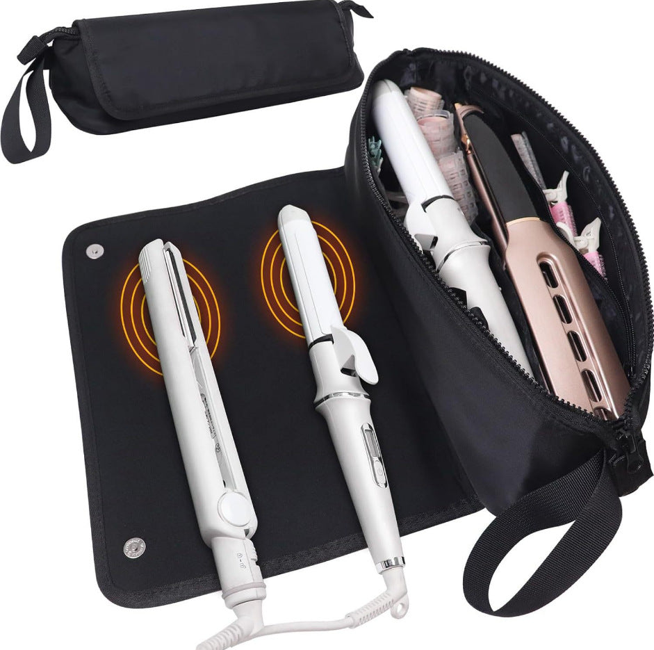 White Premium Insulated Roll-Up Travel Case for Hair Styling Tools & Blow Dryers with Muti-Pockets (18x5.5x5 Inch) - Image 2