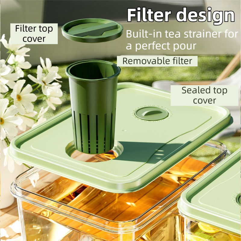 3L Compact Fridge-Ready Cold Drink Dispenser with Spigot, Timer and Infuser Filter - Food-Grade PP & Heat Resistant Fruit Tea Tank - Image 4