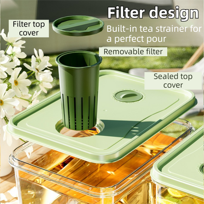 3L Compact Fridge-Ready Cold Drink Dispenser with Spigot, Timer and Infuser Filter - Food-Grade PP & Heat Resistant Fruit Tea Tank - Image 4
