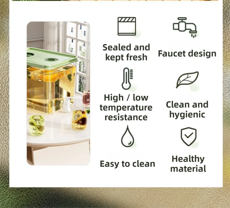 5L Compact Fridge-Ready Cold Drink Dispenser with Spigot, Timer and Infuser Filter - Food-Grade PP & Heat Resistant Fruit Tea Tank - Image 6