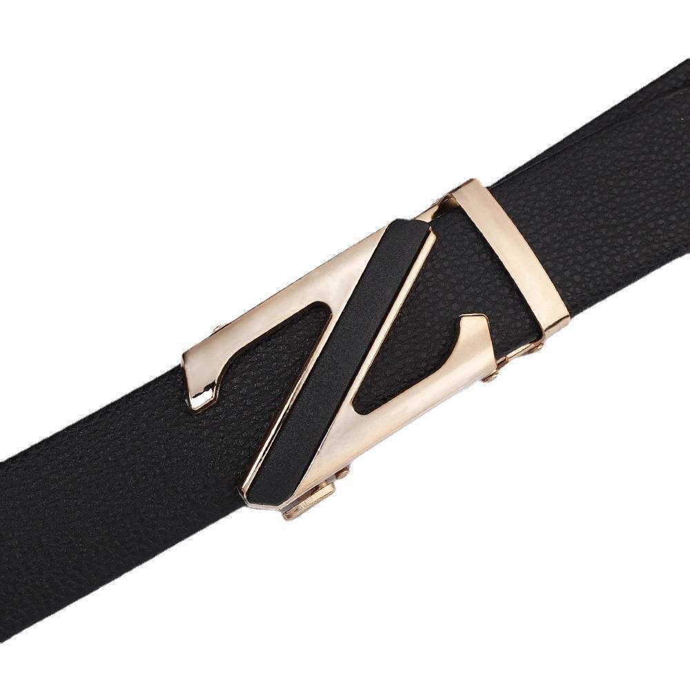 Men's Fashionable Z Style Gold Automatic Buckle Sleek Business Suit Belt -  Adjustable No-Hole Waistband (3.5cm Width & 120cm Length) - Image 2