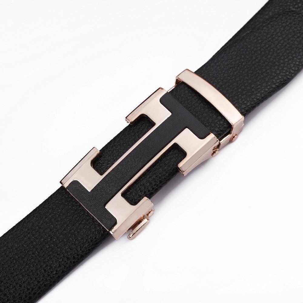 Men's Fashionable I Style Sliver Automatic Buckle Sleek Business Suit Belt - Adjustable No-Hole Waistband (3.5cm Width & 120cm Length) - Image 2