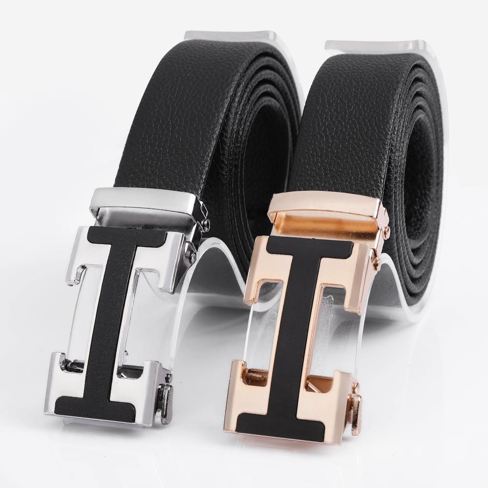 Men's Fashionable I Style Sliver Automatic Buckle Sleek Business Suit Belt - Adjustable No-Hole Waistband (3.5cm Width & 120cm Length) - Image 3