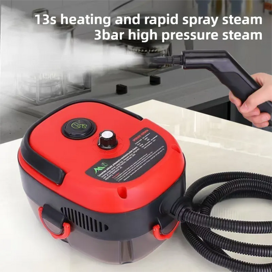 Red Portable High-Pressure Steam Cleaner with 1000ml Tank & 7-Piece Pro Brushes/Spray Nozzle Kit - 131°C High-Temp Deep Cleaning Machine for Kitchen Grease and Home Sanitization - Image 6