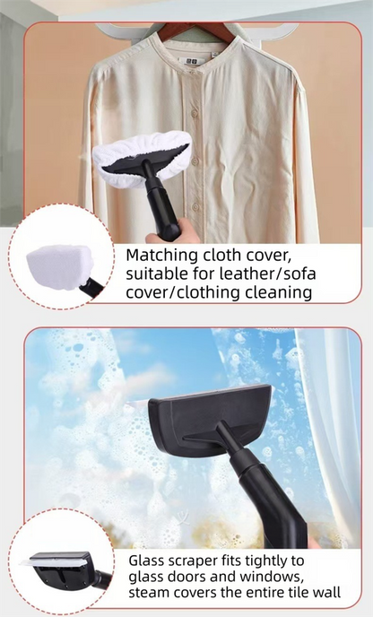 White Portable High-Pressure Steam Cleaner with 1000ml Tank & 7-Piece Pro Brushes/Spray Nozzle Kit - 131°C High-Temp Deep Cleaning Machine for Kitchen Grease and Home Sanitization - Image 5