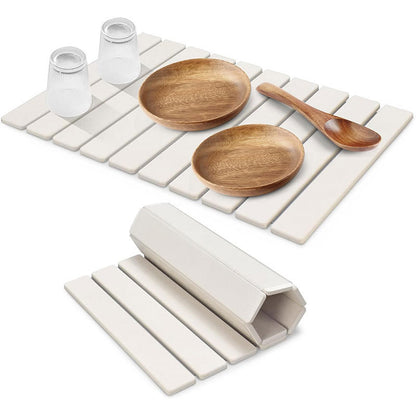 30x40cm Foldable Marble Pattern Kitchen Dish Drainer(Style 2) - Ultra-Absorbent Natural Stone Mat, Fast-Drying & Space-Saving - Image 2