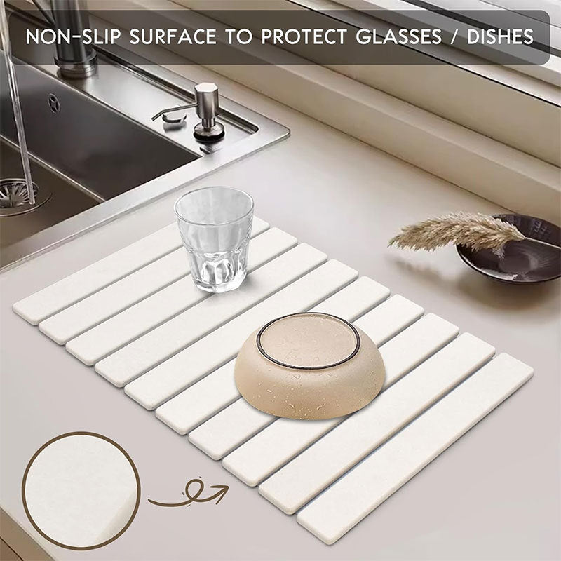 30x40cm Foldable Marble Pattern Kitchen Dish Drainer(Style 2) - Ultra-Absorbent Natural Stone Mat, Fast-Drying & Space-Saving - Image 3