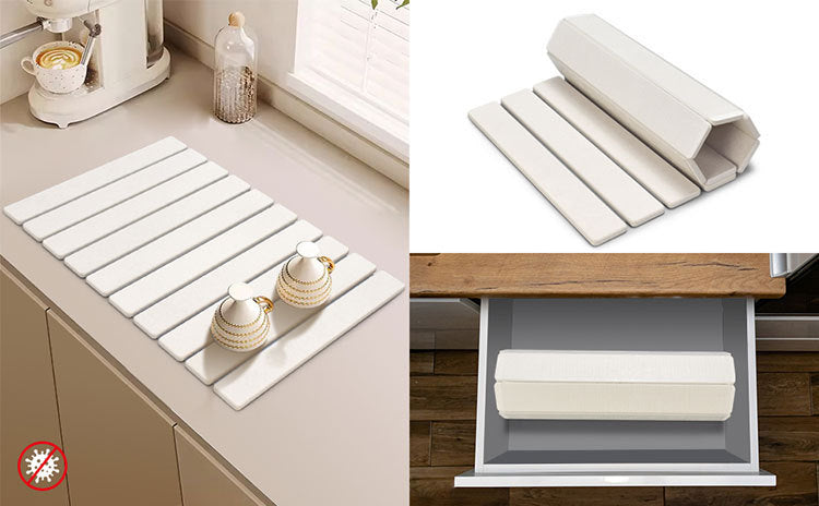 30x40cm Foldable Marble Pattern Kitchen Dish Drainer(Style 3) - Ultra-Absorbent Natural Stone Mat, Fast-Drying & Space-Saving - Image 4