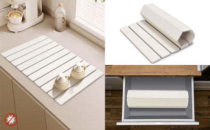 30x40cm Foldable Marble Pattern Kitchen Dish Drainer(Style 3) - Ultra-Absorbent Natural Stone Mat, Fast-Drying & Space-Saving - Image 4
