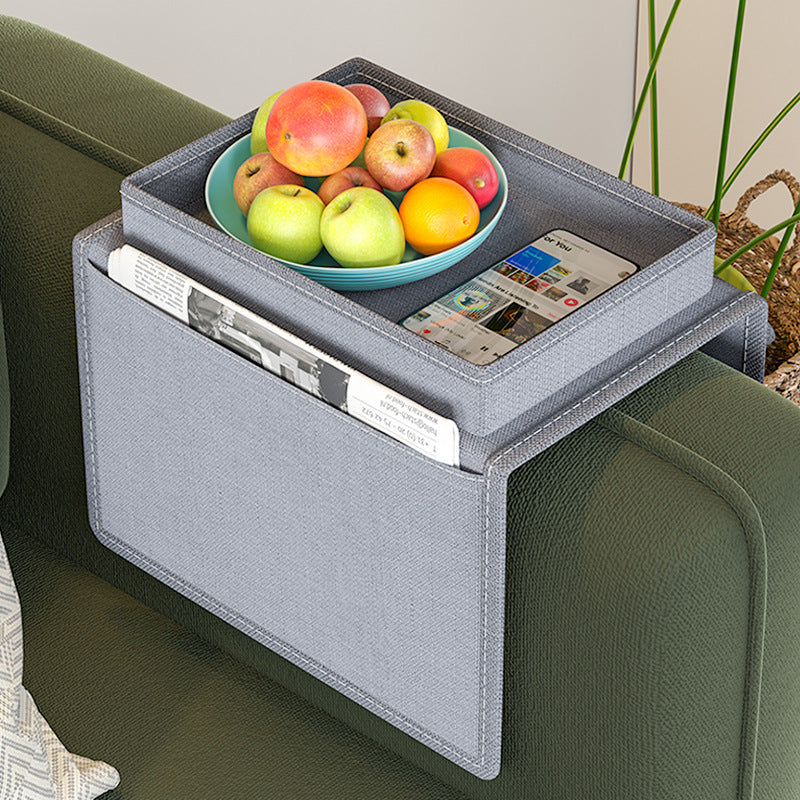 Grey Foldable  Sofa Armrest Organizer With 3-Zones - 20kg Load Capacity, Thickended Oxford Cloth Storage Bag for Dorms, Cars & Living Rooms - Image 2