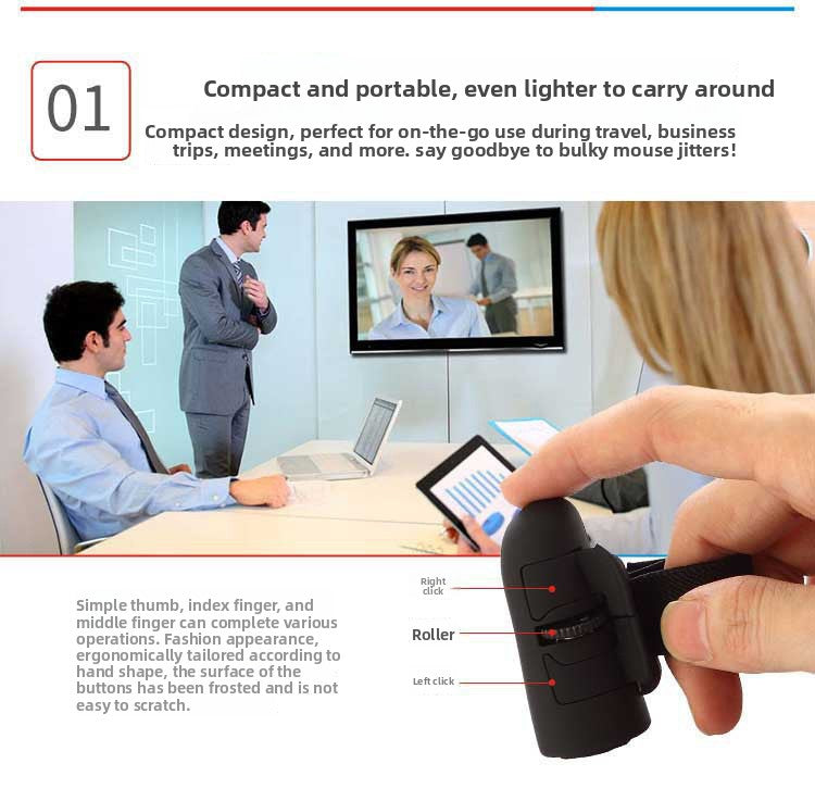 Black Wireless Finger Mouse Rechargeable 2.4G Ring Mouse for Laptop Tablet Smartphone Ergonomic Mini Mouse for Mobile Office and Travel Australian Lifestyle - Image 4