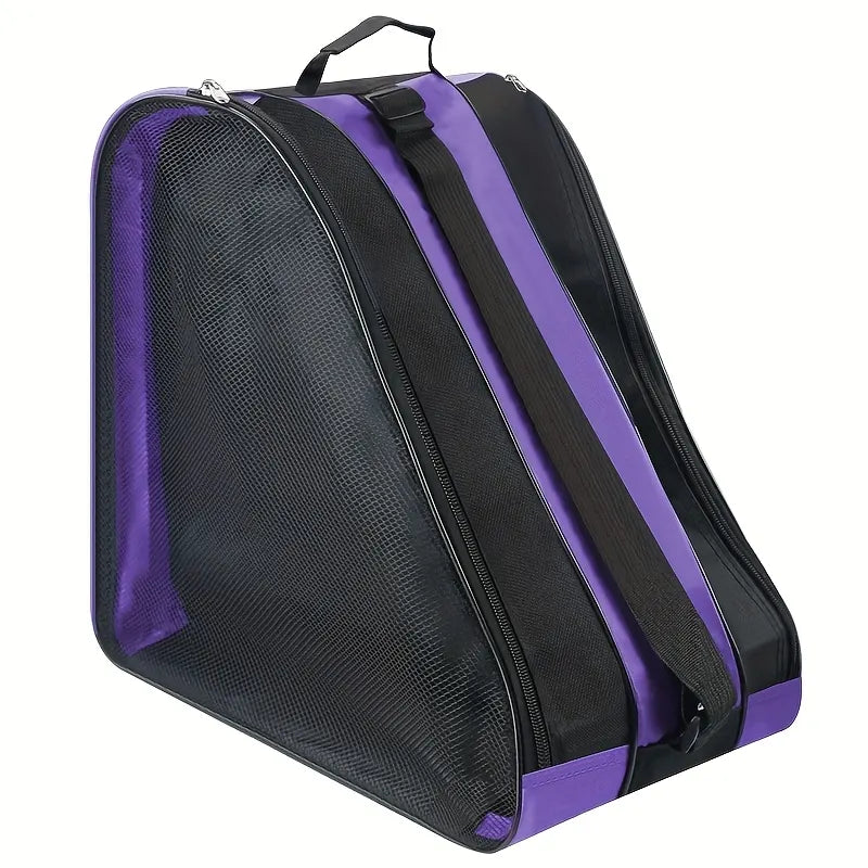 Purple 3-Compartment Roller Skate Bag Breathable Mesh Ice Skate Carrier with Adjustable Shoulder Strap for Kids and Adults Australian Sports Accessories