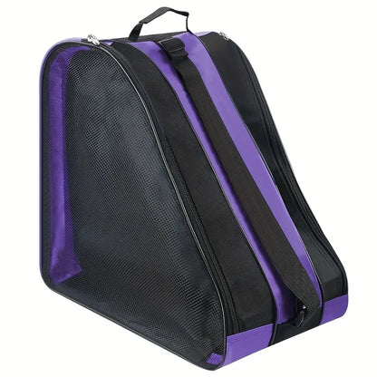 Purple 3-Compartment Roller Skate Bag Breathable Mesh Ice Skate Carrier with Adjustable Shoulder Strap for Kids and Adults Australian Sports Accessories