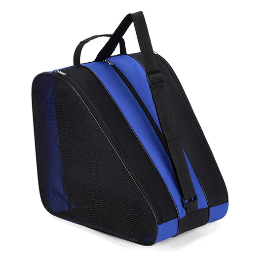 Blue 3-Compartment Roller Skate Bag Breathable Mesh Ice Skate Carrier with Adjustable Shoulder Strap for Kids and Adults Australian Sports Accessories