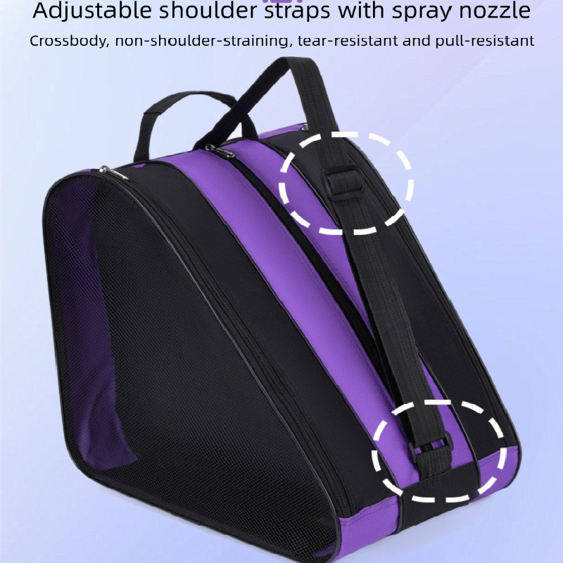 Blue 3-Compartment Roller Skate Bag Breathable Mesh Ice Skate Carrier with Adjustable Shoulder Strap for Kids and Adults Australian Sports Accessories - Image 2