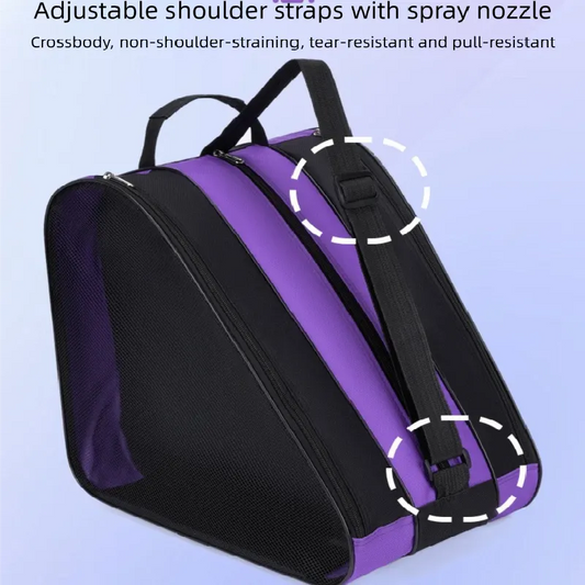 Black 3-Compartment Roller Skate Bag Breathable Mesh Ice Skate Carrier with Adjustable Shoulder Strap for Kids and Adults Australian Sports Accessories - Image 2
