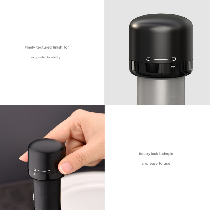 2-PCS Mini Red Wine Stopper Leak Proof Food Grade Silicone Vacuum Seal Reusable Wine Bottle Cap for Freshness Preservation Australian Home Use Black - Image 2