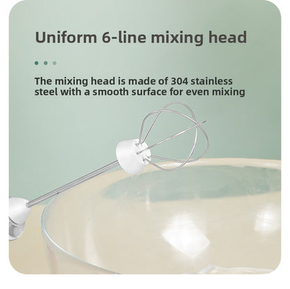 White Rechargeable Handheld Milk Frother and Electric Whisk Set 3 Speeds with 2 Stainless Steel Heads and Storage Stand Australian Home Barista Kit - Image 3
