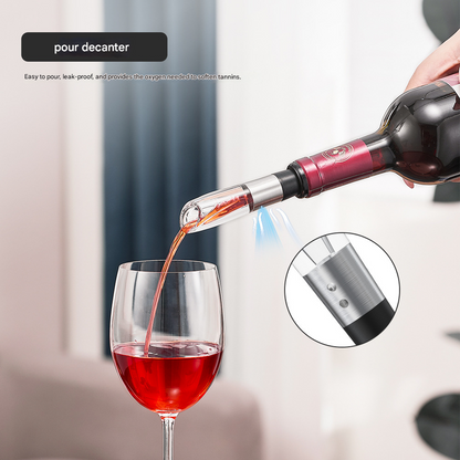 Electric Wine Opener Set 2-in-1 Rechargeable Automatic Corkscrew with Vacuum Seal Base Aerator Foil Cutter Professional Barware Australian Home Use - Image 4