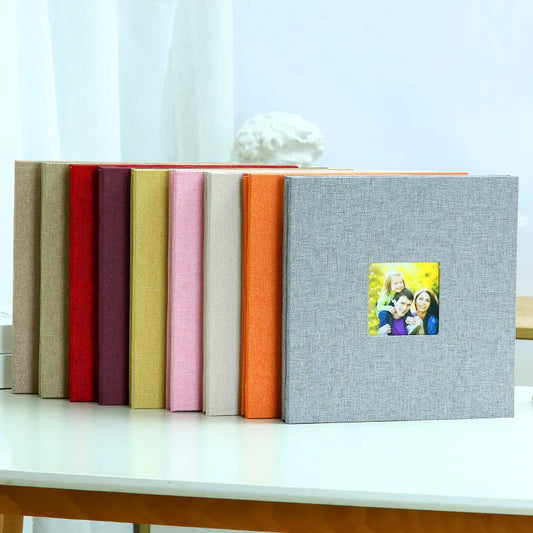 Coffee color Linen Self-Adhesive Photo Album DIY Scrapbook with Cover Window 11x10.6 Inch for Family Wedding Travel Memories Preservation Australian Home - Image 2
