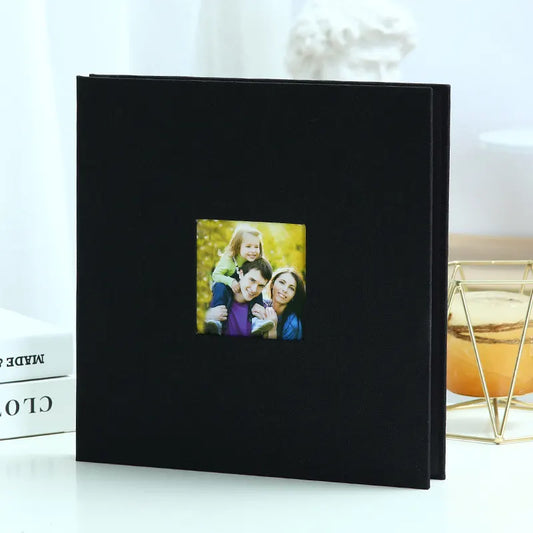 Black Linen Self-Adhesive Photo Album DIY Scrapbook with Cover Window 11x10.6 Inch for Family Wedding Travel Memories Preservation Australian Home