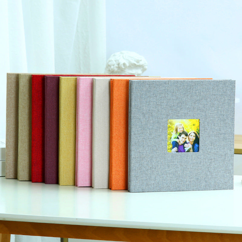Black Linen Self-Adhesive Photo Album DIY Scrapbook with Cover Window 11x10.6 Inch for Family Wedding Travel Memories Preservation Australian Home - Image 2