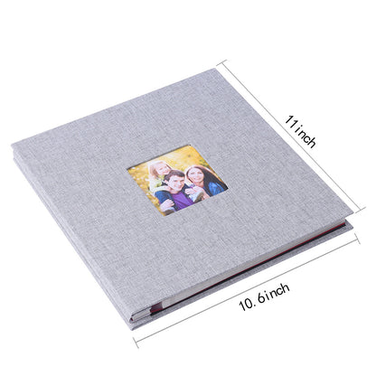 Black Linen Self-Adhesive Photo Album DIY Scrapbook with Cover Window 11x10.6 Inch for Family Wedding Travel Memories Preservation Australian Home - Image 4