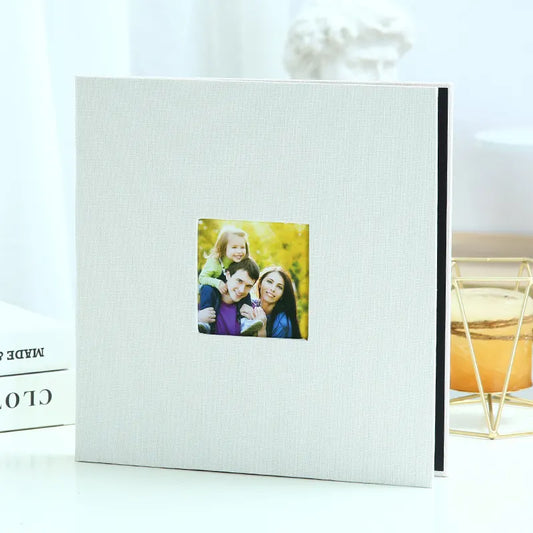 White Linen Self-Adhesive Photo Album DIY Scrapbook with Cover Window 11x10.6 Inch for Family Wedding Travel Memories Preservation Australian Home