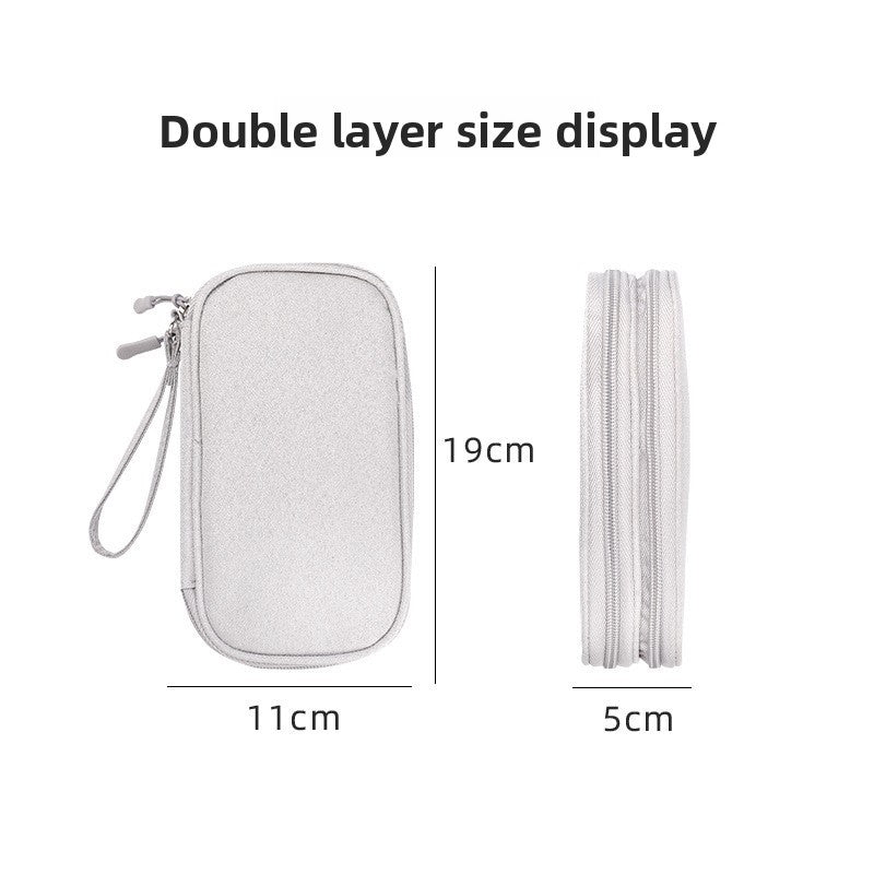2-PCS Black Double Layer Travel Electronics Organizer Bag Waterproof Cable Pouch for Power Bank and Phone Portable Storage for Australians - Image 4