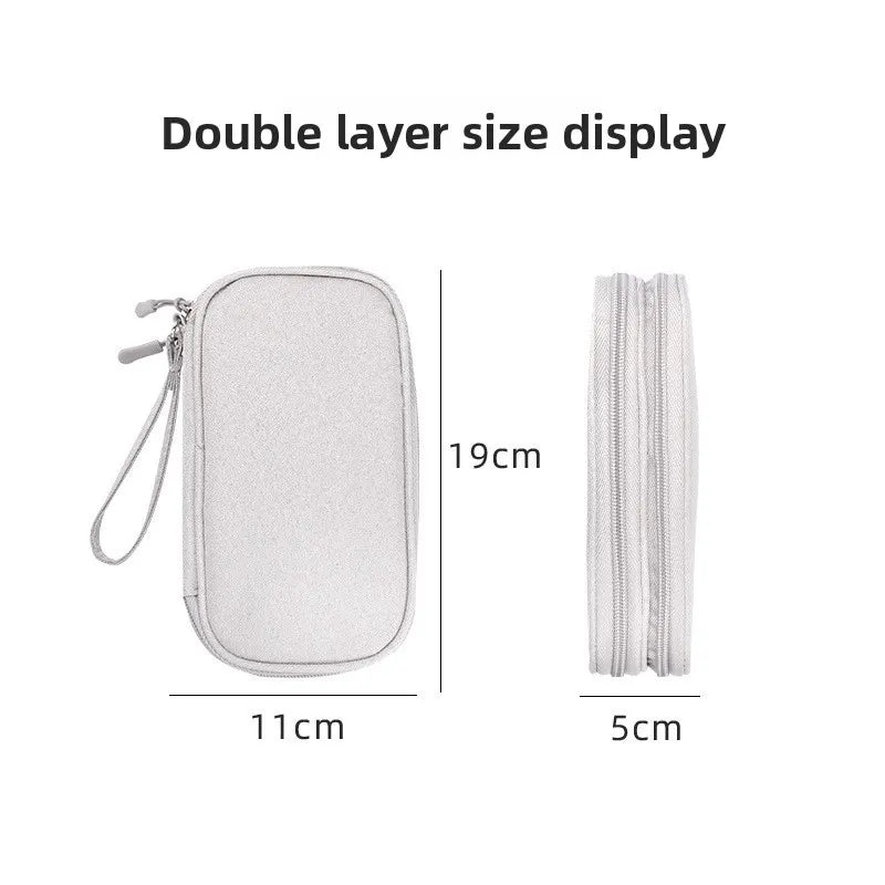 2-PCS Black Double Layer Travel Electronics Organizer Bag Waterproof Cable Pouch for Power Bank and Phone Portable Storage for Australians - Image 4