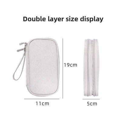 2-PCS Dark Grey Double Layer Travel Electronics Organizer Bag Waterproof Cable Pouch for Power Bank and Phone Portable Storage for Australians - Image 4
