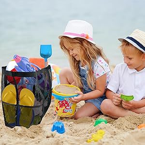 2-PCS White Mesh Beach Tote Bag – Large Capacity Swim Gear Organizer with Multiple Pockets for Shoes, Swimsuits, and Essentials - Image 3