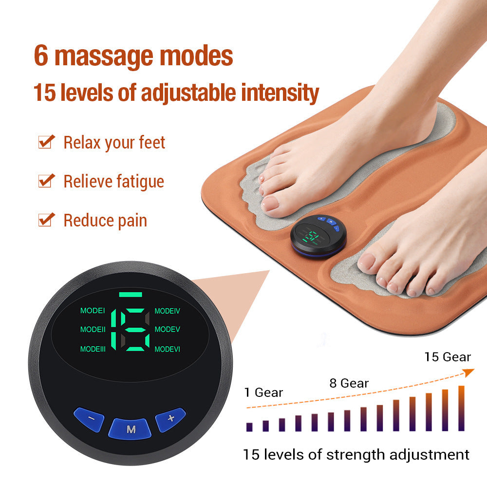 Smart EMS Foot Massager Mat – Low Frequency Pulse Therapy with 6 Modes and 15 Intensity Levels for Relaxation, Fatigue Relief, and Improved Circulation (USB Rechargeable) - Image 3