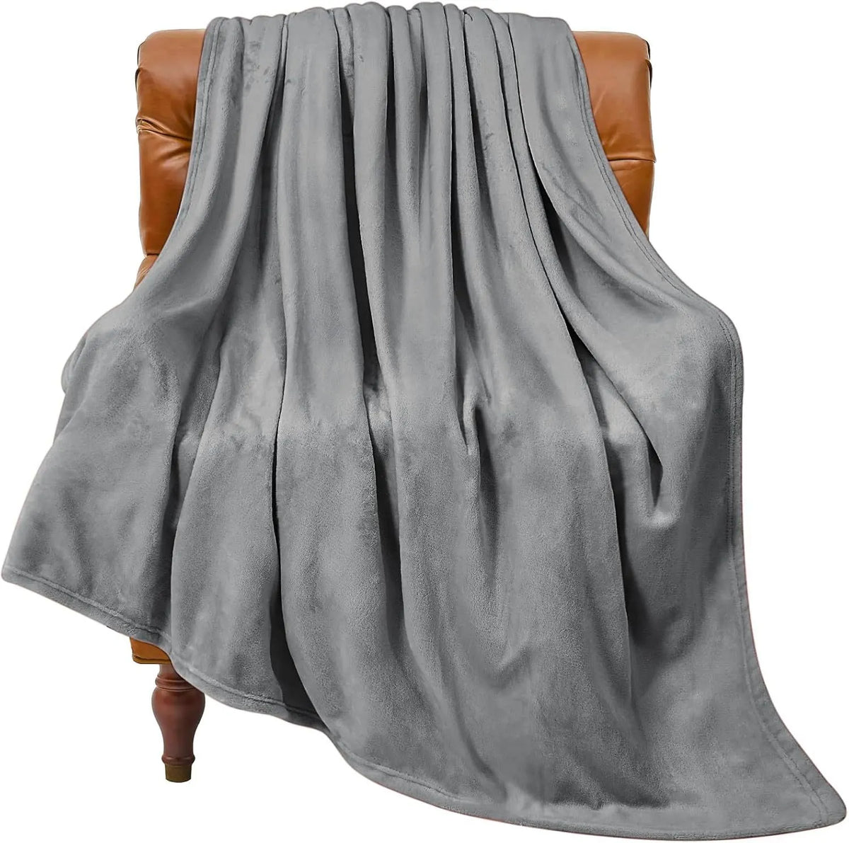 Grey Ultra-Soft Coral Fleece Blanket – Lightweight Summer Throw for Office Naps, Air Conditioning, and Cozy Home Use(120*200cm) - Image 2