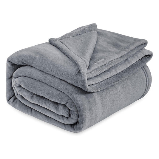 Grey Ultra-Soft Coral Fleece Blanket – Lightweight Summer Throw for Office Naps, Air Conditioning, and Cozy Home Use(200*230cm)