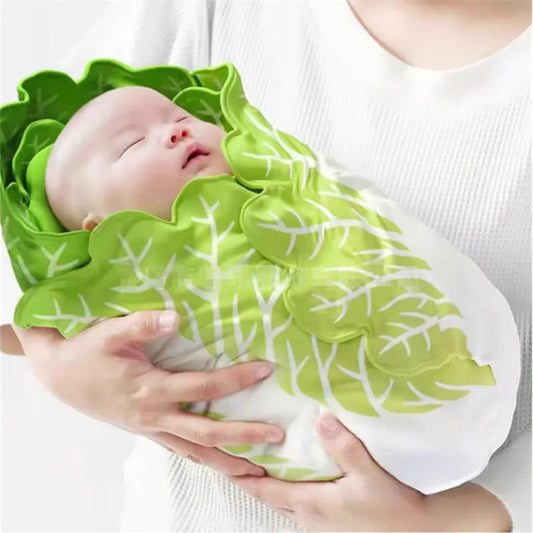Cute Cabbage-Shaped Fleece Blanket – Fun and Cozy Throw for Naps, Office Use, Air Conditioning, or Baby Swaddling (Green & White)(120cm*120cm) - Image 3