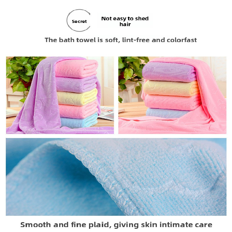 2-Pack Purple Embossed Microfiber Bear Bath Towels – 70 x 140 cm, Ultra-Absorbent and Soft for Bath, Beach & Gym - Image 3
