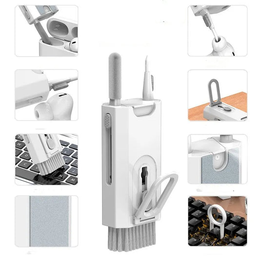 White Q8 8-in-1 Multi-Function Cleaning Kit – Compact Keyboard, Phone, and Earphone Cleaner with Built-In Tools (No Cleaning Liquid Included) - Image 5