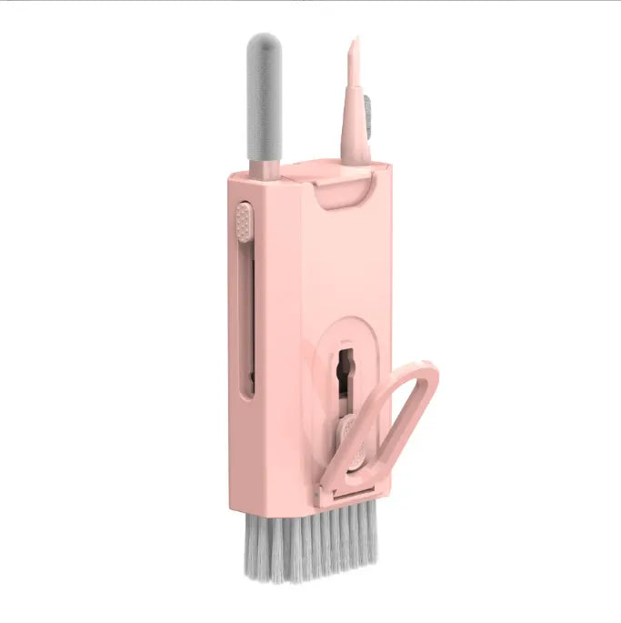 Pink Q8 8-in-1 Multi-Function Cleaning Kit – Compact Keyboard, Phone, and Earphone Cleaner with Built-In Tools (No Cleaning Liquid Included)