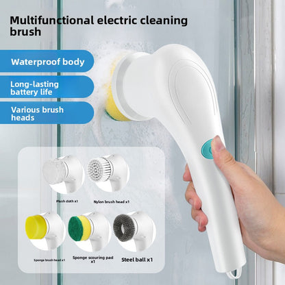 Electric Cleaning Brush with 5 Replaceable Heads – Waterproof, Rechargeable Kitchen Scrubber for Dishes, Surfaces & Deep Cleaning - Image 3