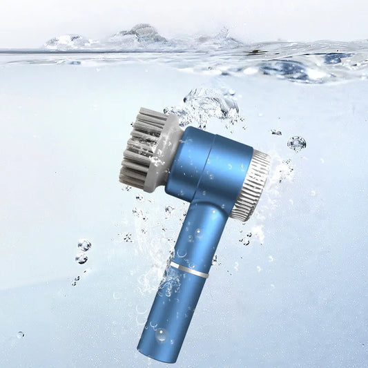 White Wireless Electric Cleaning Brush – Rechargeable, 3-Speed, IPX7 Waterproof with 5 Replaceable Brush Heads for Kitchen, Dishes & Deep Cleaning - Image 2