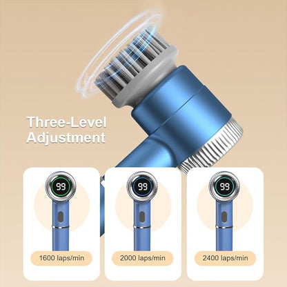 Blue Wireless Electric Cleaning Brush – Rechargeable, 3-Speed, IPX7 Waterproof with 5 Replaceable Brush Heads for Kitchen, Dishes & Deep Cleaning - Image 5