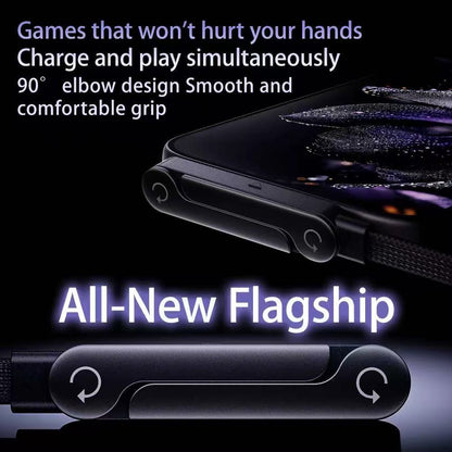 240W USB-C to USB-C Fast Charging Cable with Integrated Folding Phone Stand and 90 Degree Elbow for Mobile Gaming and Video Streaming - Image 2