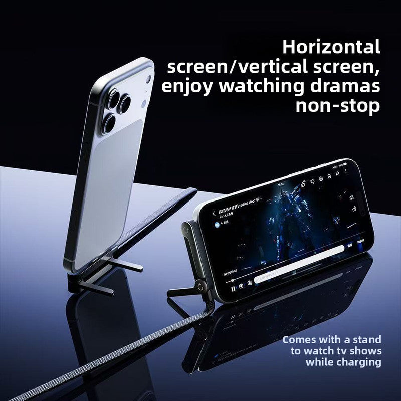 240W USB-C to USB-C Fast Charging Cable with Integrated Folding Phone Stand and 90 Degree Elbow for Mobile Gaming and Video Streaming - Image 5